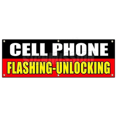 Signmission CELL PHONE FLASHING UNLOCKING BANNER SIGN full partial operating B-72 Cell Phone Flashing Unlock